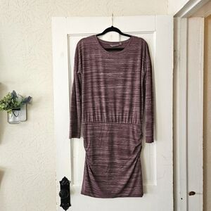 Athleta Beyond Soft Avenues Dress Women's Size Small Dusty Plum Knit Ruched